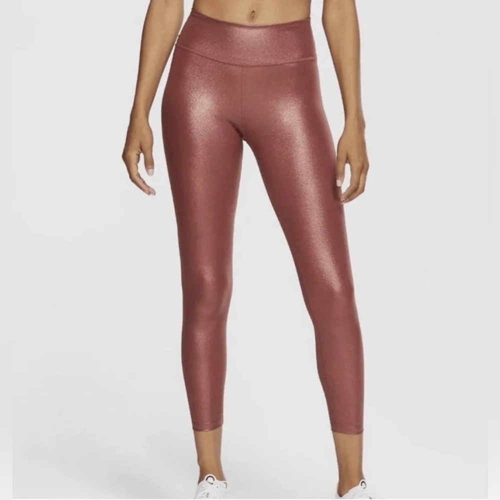 Nike Dri-Fit Icon Clash Legging Rose Gold Metallic Shimmer SizeSmall (0164) A3